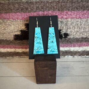 Navajo Composite Turquoise Slab Earrings Authentic by Jameson Pete